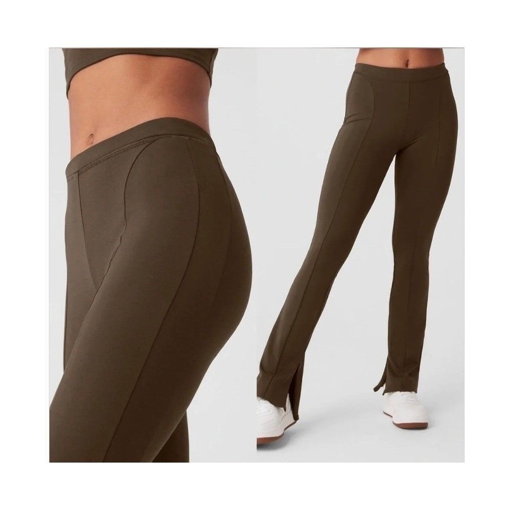 Alo High-Waist 7/8 Zip It Flare Legging Brown XXS
